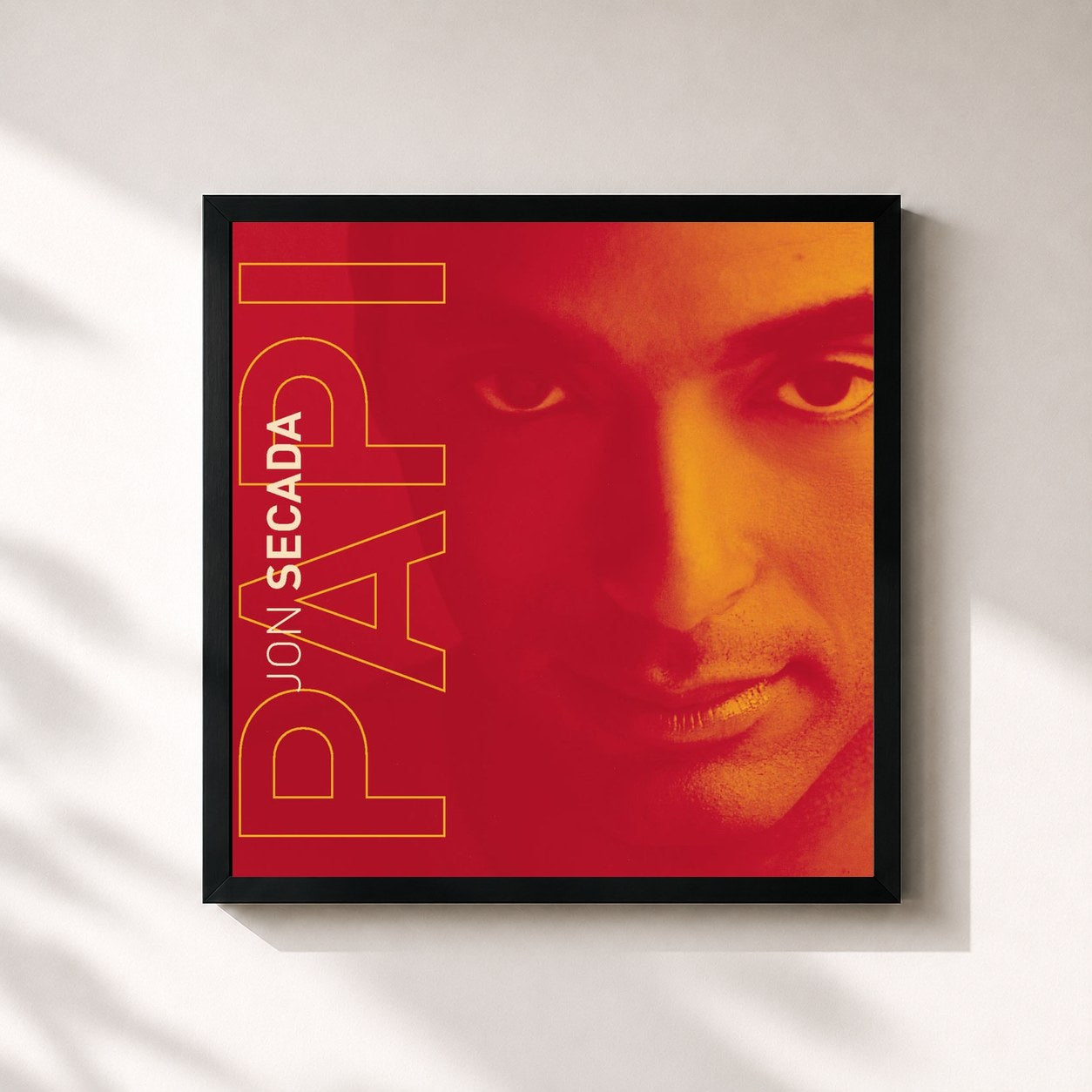 #noir Tableau carré de l'album Papi de Jon Secada, cadre noir 32x32 cm