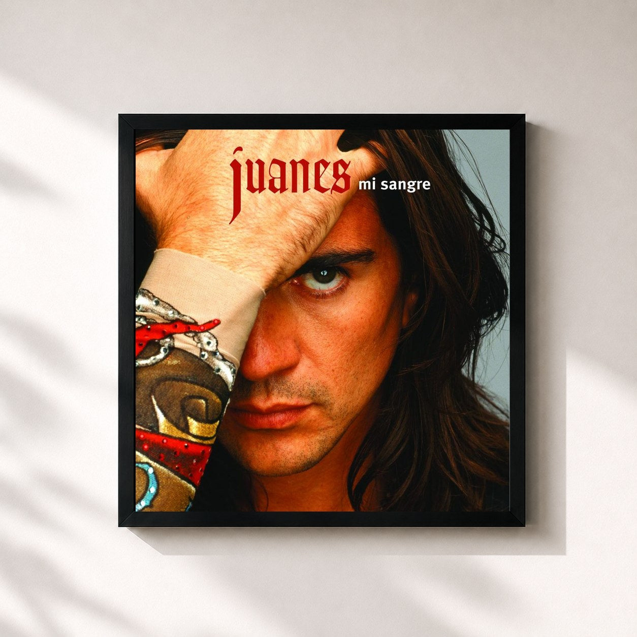 #noir Tableau carré de l'album Mi Sangre de Juanes, cadre noir 32x32 cm