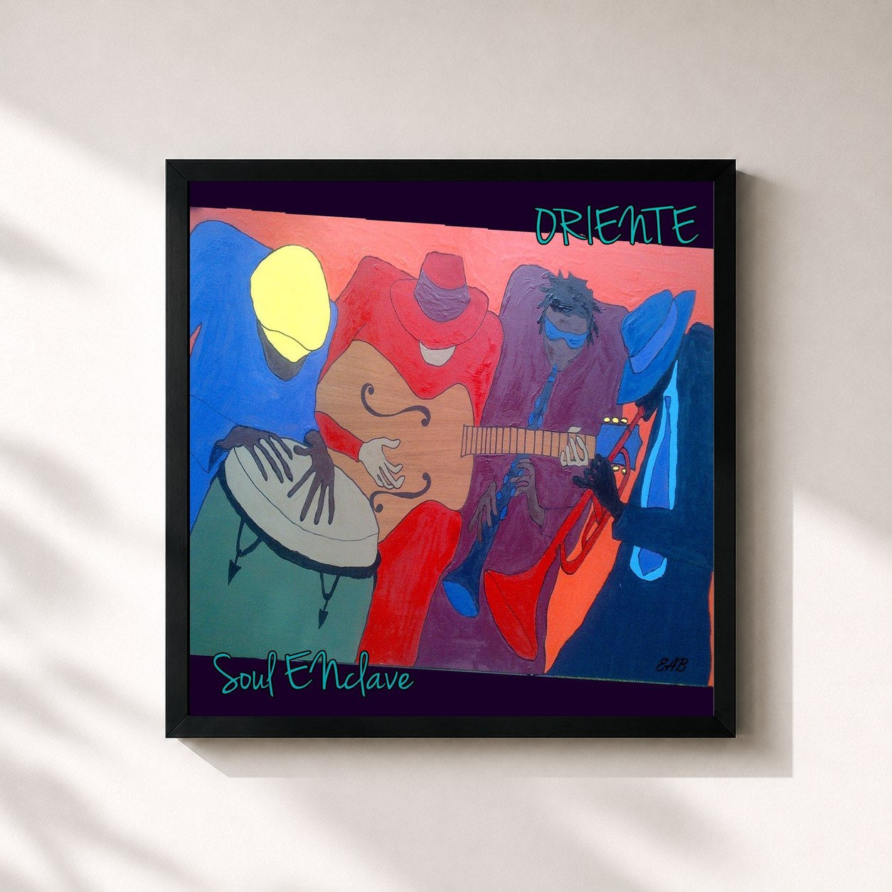 #noir Tableau carré de l'album Soul Enclave de Oriente, cadre noir 32x32 cm