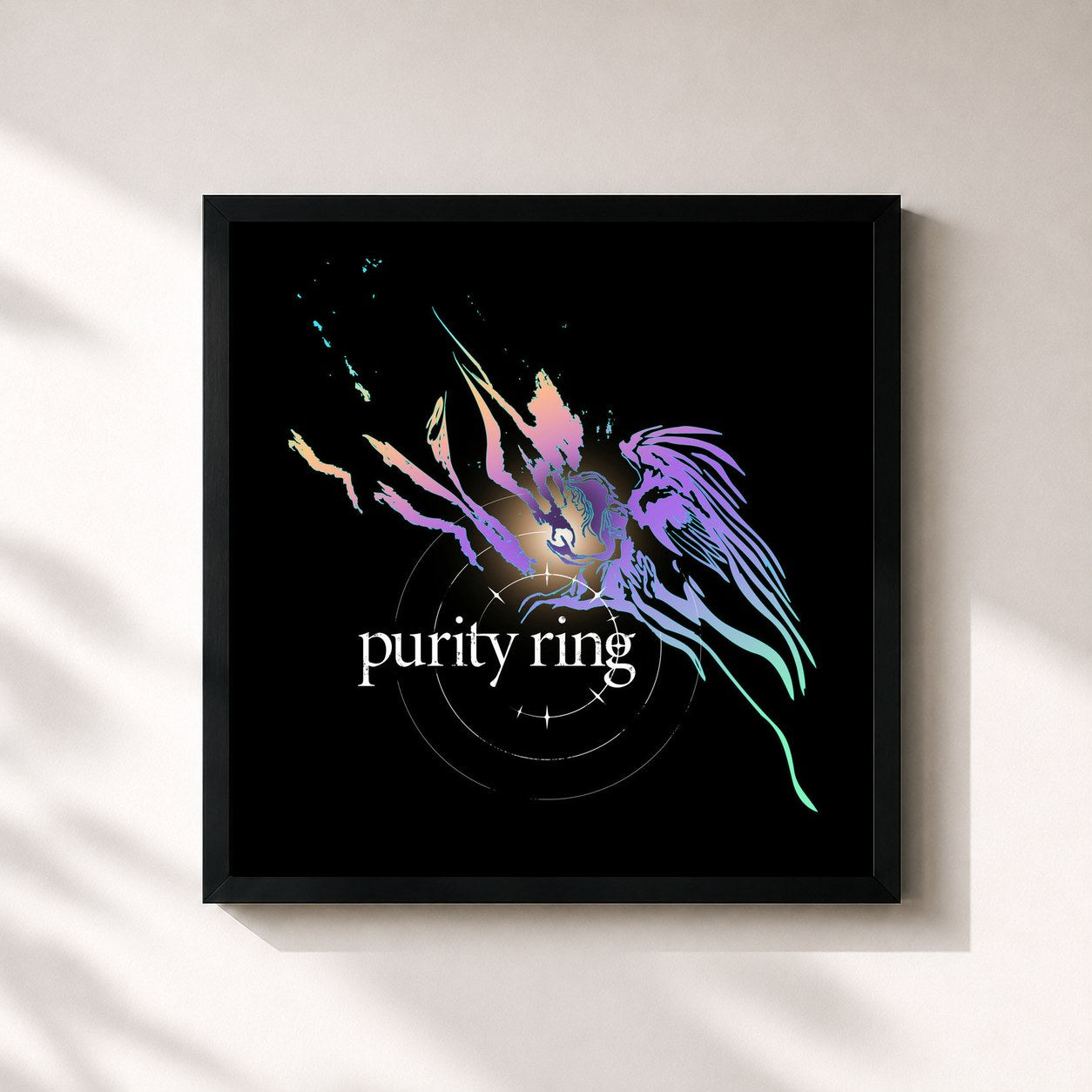 #noir Tableau carré de l'album purity ring de Purity Ring, cadre noir 32x32 cm