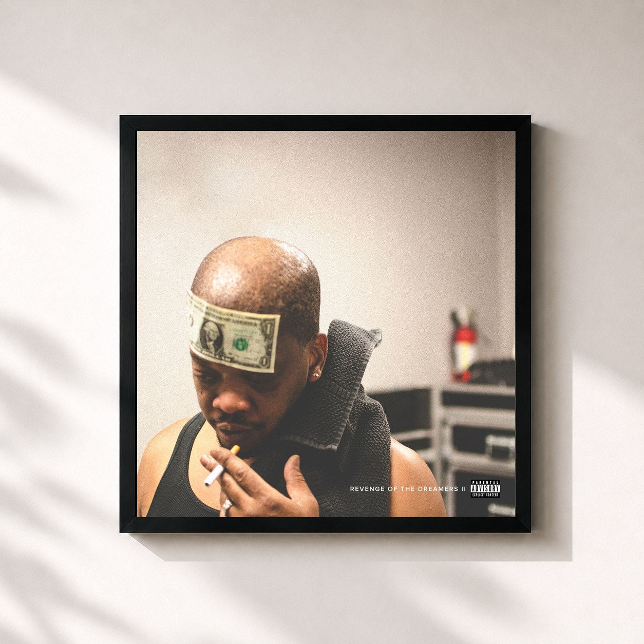 #noir Tableau carré de l'album Revenge Of The Dreamers II de Dreamville, cadre noir 32x32 cm