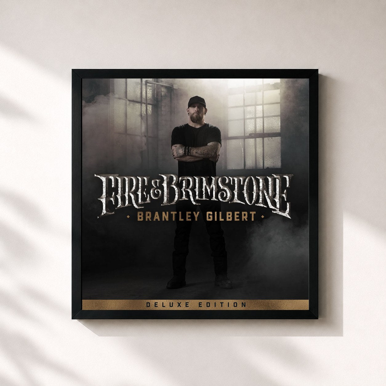 #noir Tableau carré de l'album Fire & Brimstone (Deluxe Edition) de Brantley Gilbert, cadre noir 32x32 cm