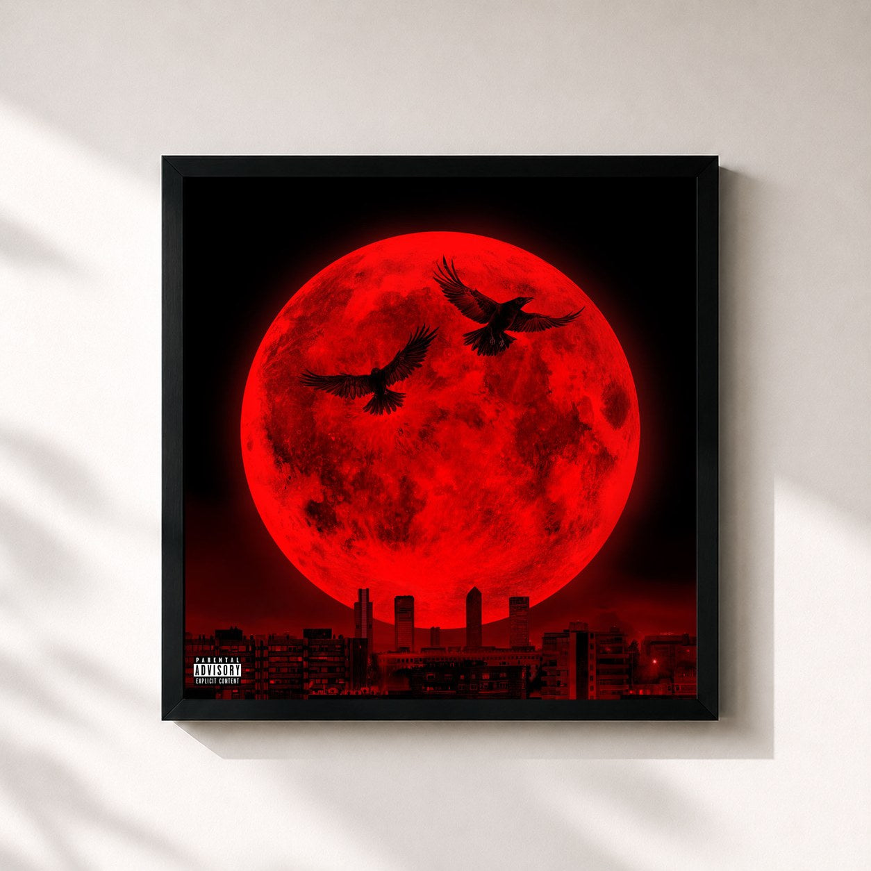 #noir Tableau carré de l'album Luna llena de Natos y Waor, cadre noir 32x32 cm
