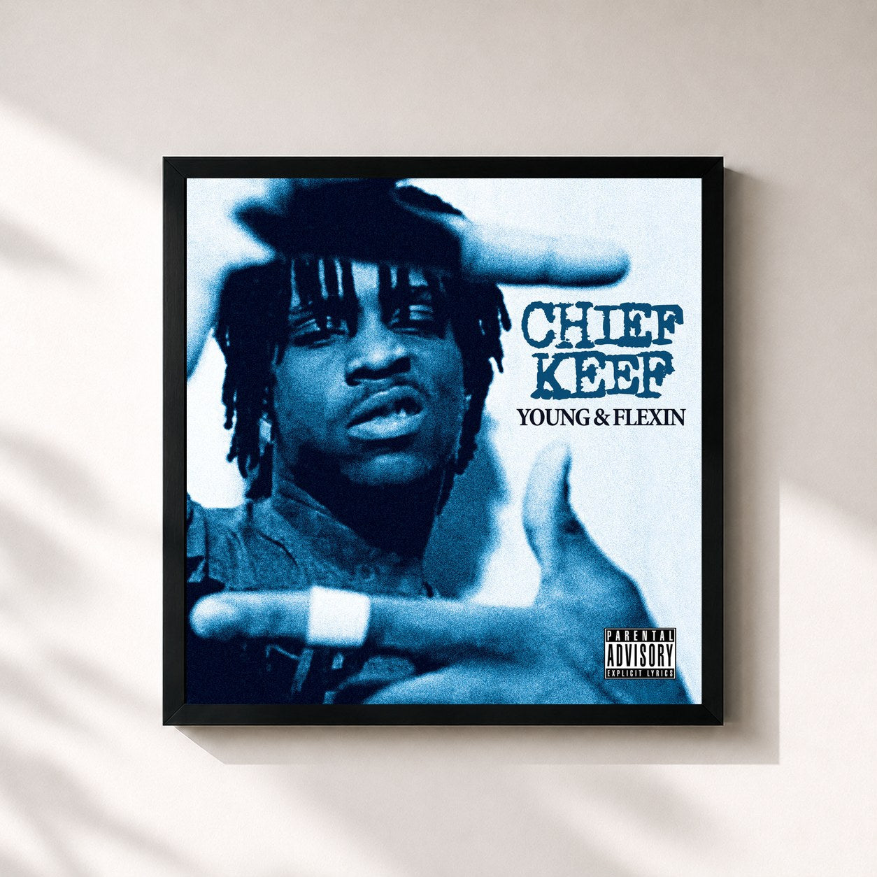 #noir Tableau carré de l'album Young & Flexin de Chief Keef, cadre noir 32x32 cm