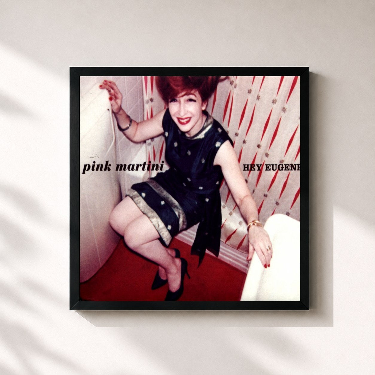 #noir Tableau carré de l'album Hey Eugene! de Pink Martini, cadre noir 32x32 cm
