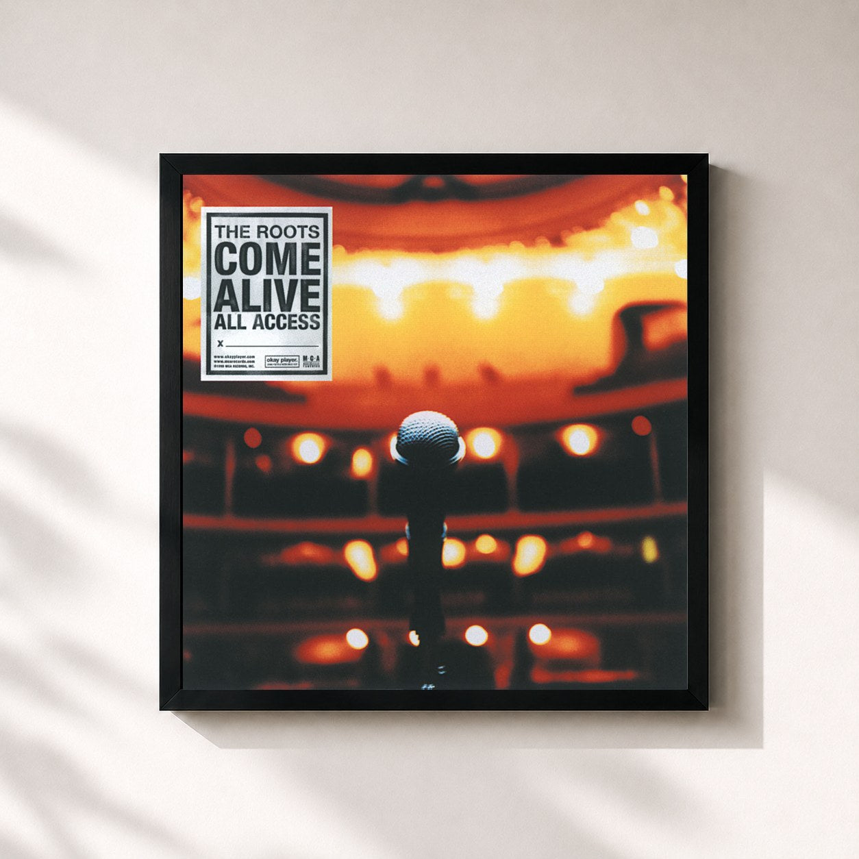 #noir Tableau carré de l'album The Roots Come Alive de The Roots, cadre noir 32x32 cm