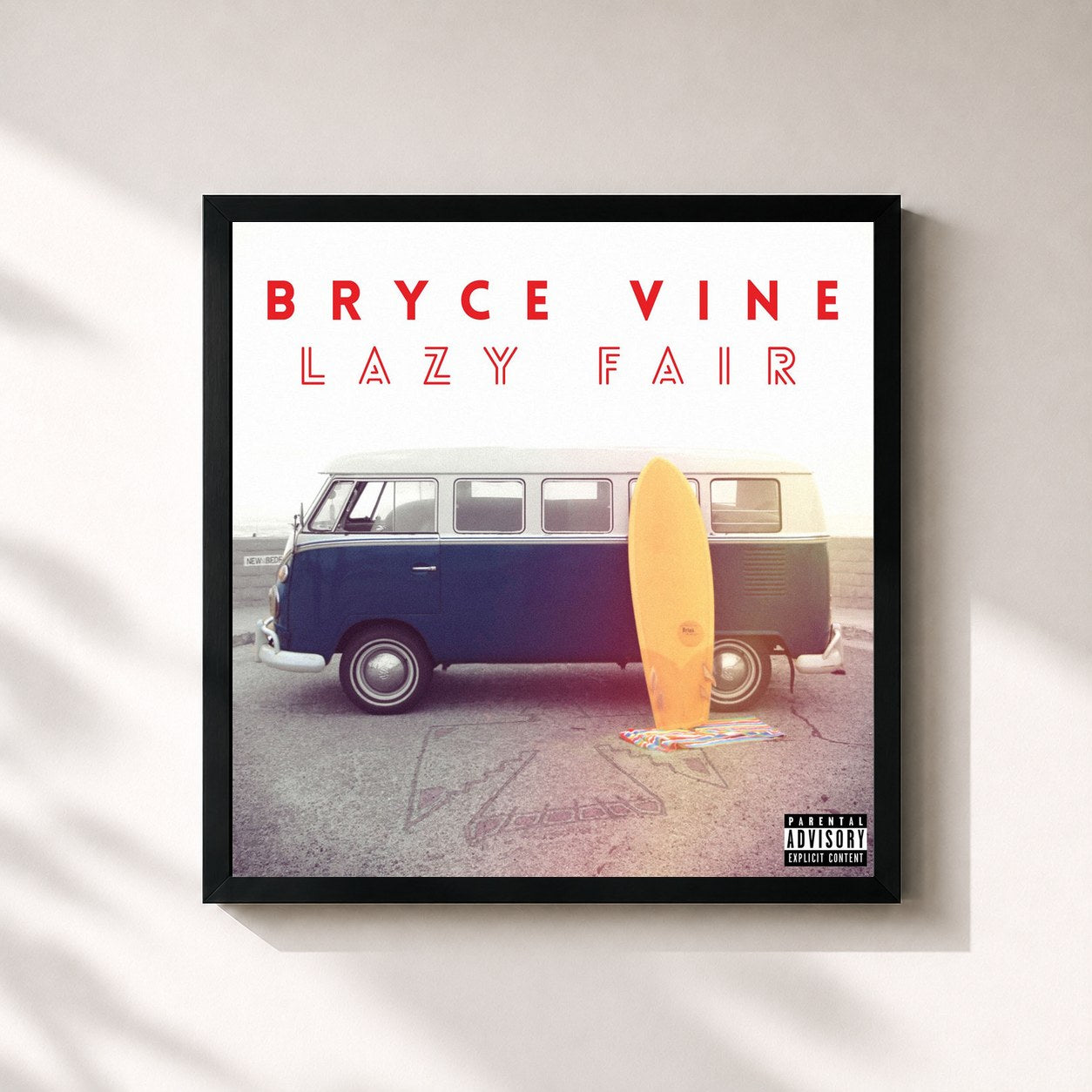 #noir Tableau carré de l'album Lazy Fair de Bryce Vine, cadre noir 32x32 cm