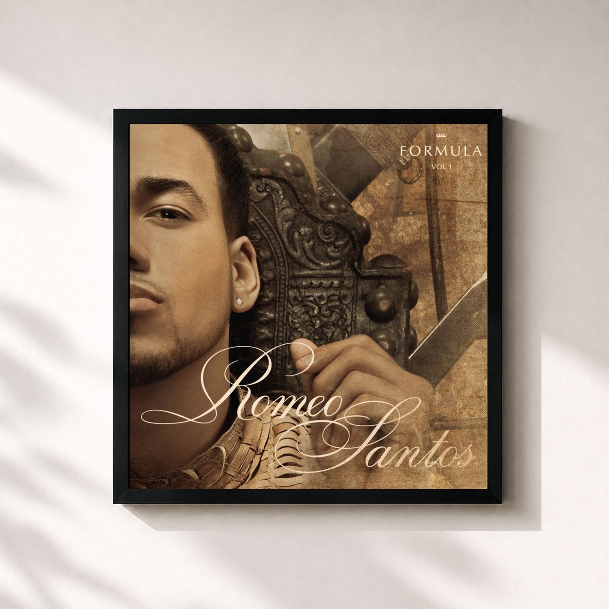 #noir Tableau carré de l'album Fórmula Vol. 1 (Deluxe Edition) de Romeo Santos, cadre noir 32x32 cm
