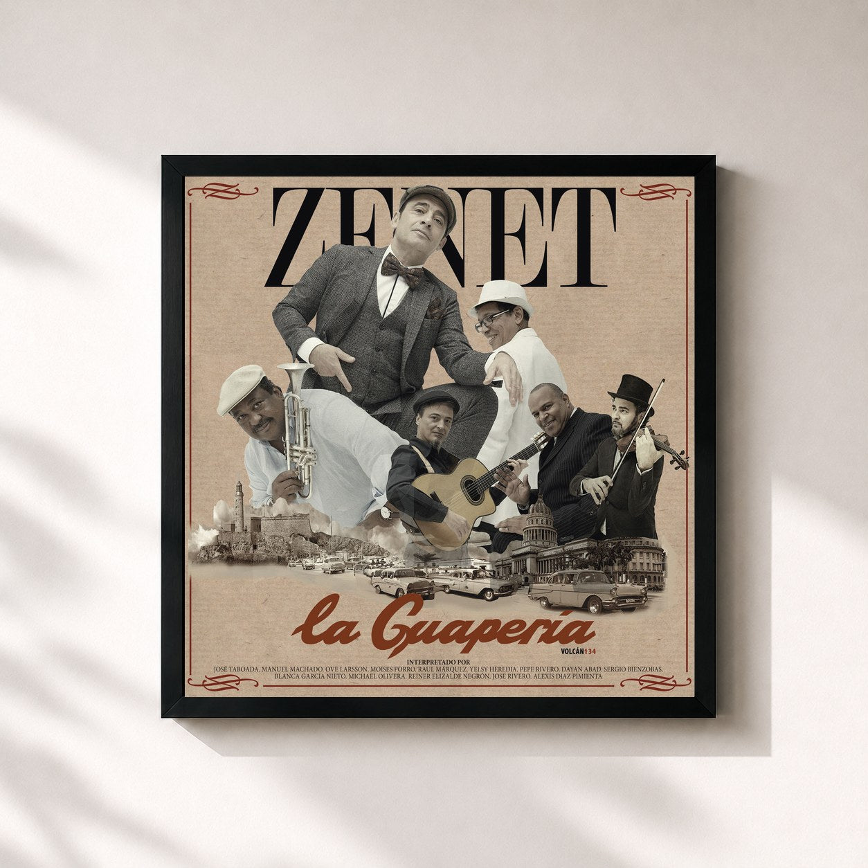 #noir Tableau carré de l'album La Guapería de Zenet, cadre noir 32x32 cm