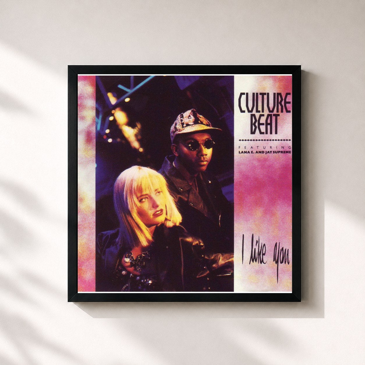 #noir Tableau carré de l'album I Like You de Culture Beat, cadre noir 32x32 cm