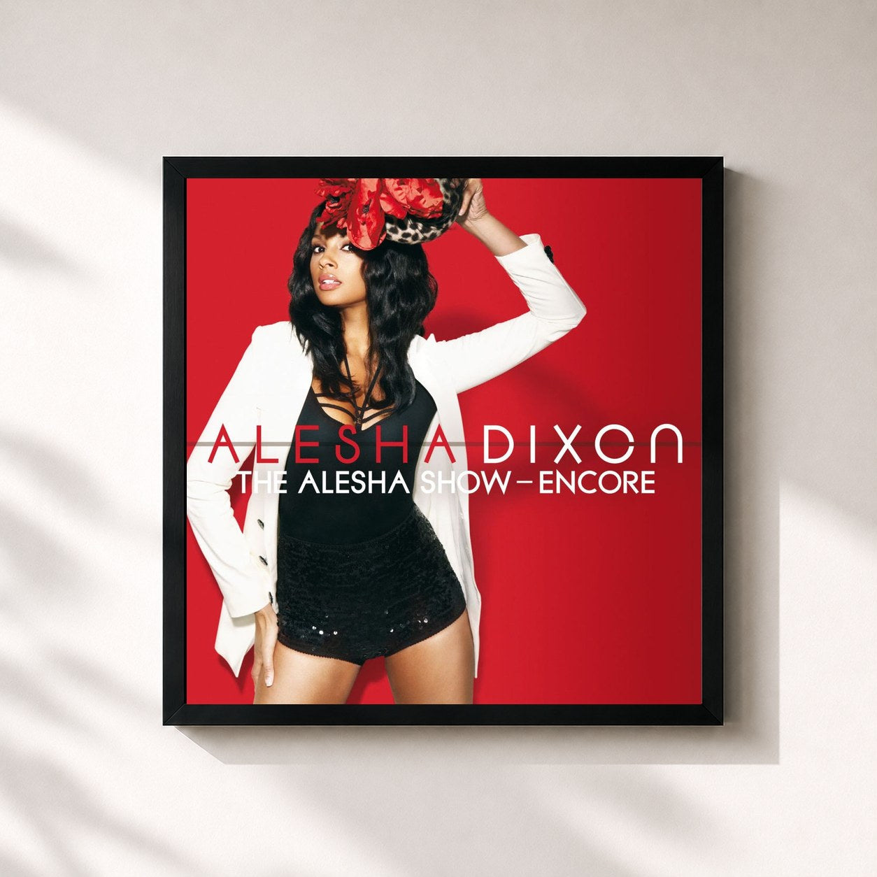 #noir Tableau carré de l'album The Alesha Show - Encore de Alesha Dixon, cadre noir 32x32 cm