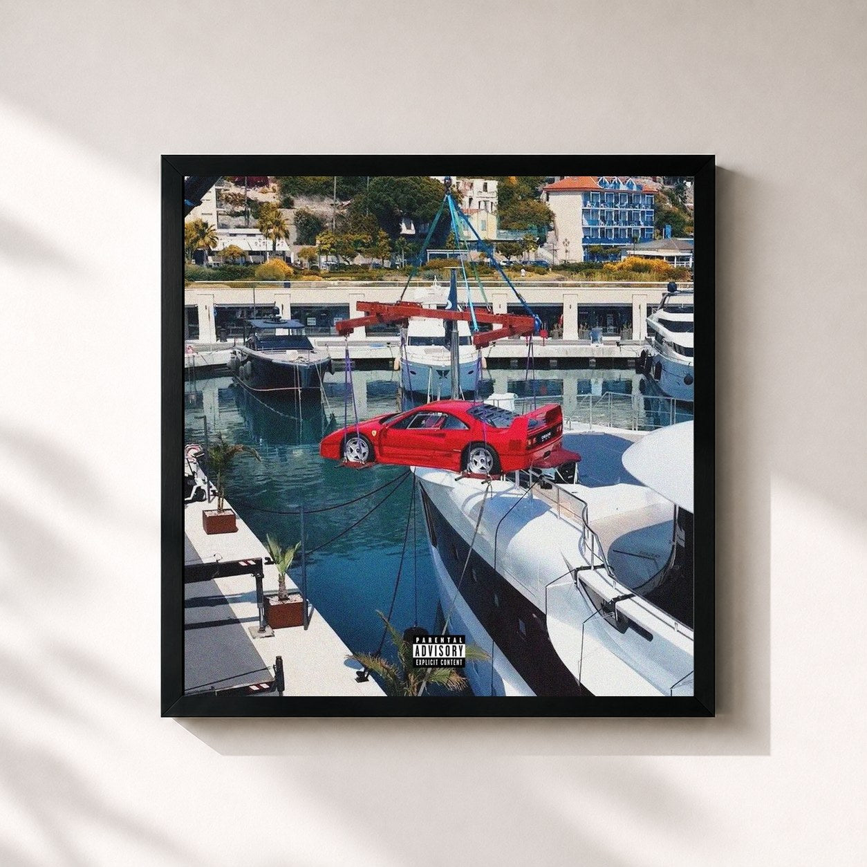 #noir Tableau carré de l'album Split Decision de Dave, cadre noir 32x32 cm