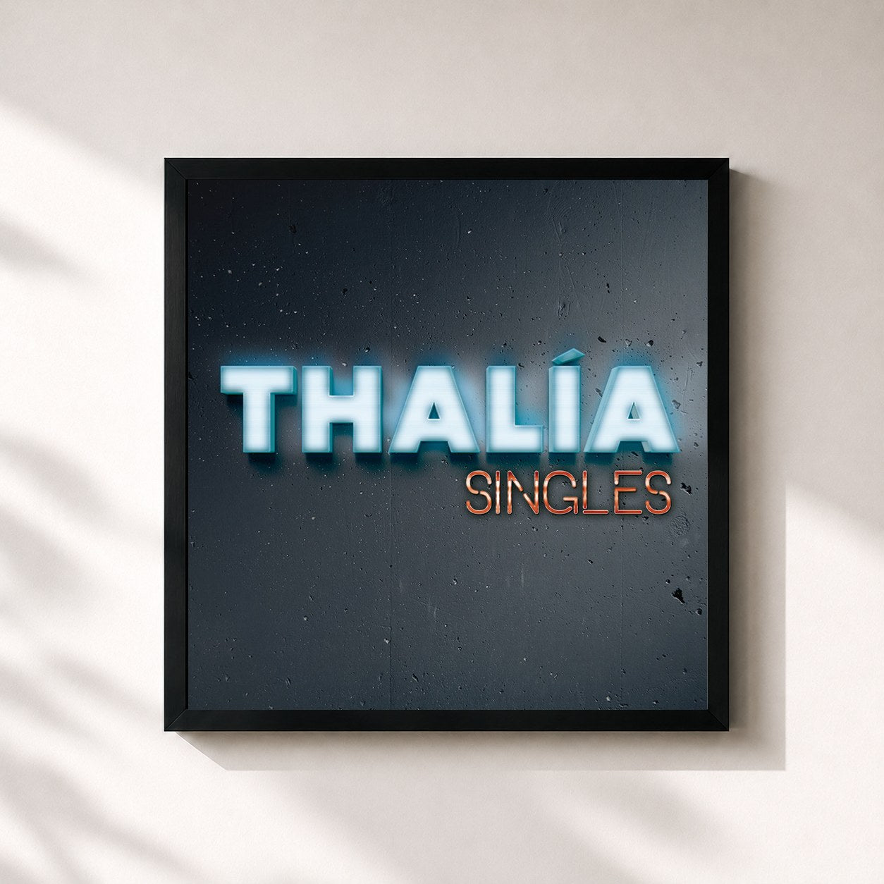 #noir Tableau carré de l'album Singles de Thalia, cadre noir 32x32 cm