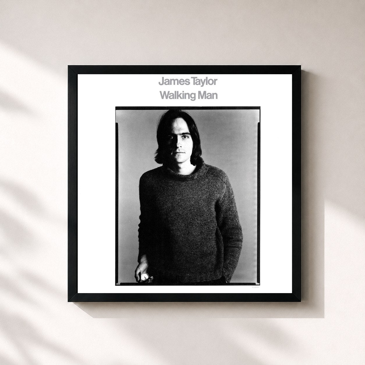 #noir Tableau carré de l'album Walking Man (2019 Remaster) de James Taylor, cadre noir 32x32 cm
