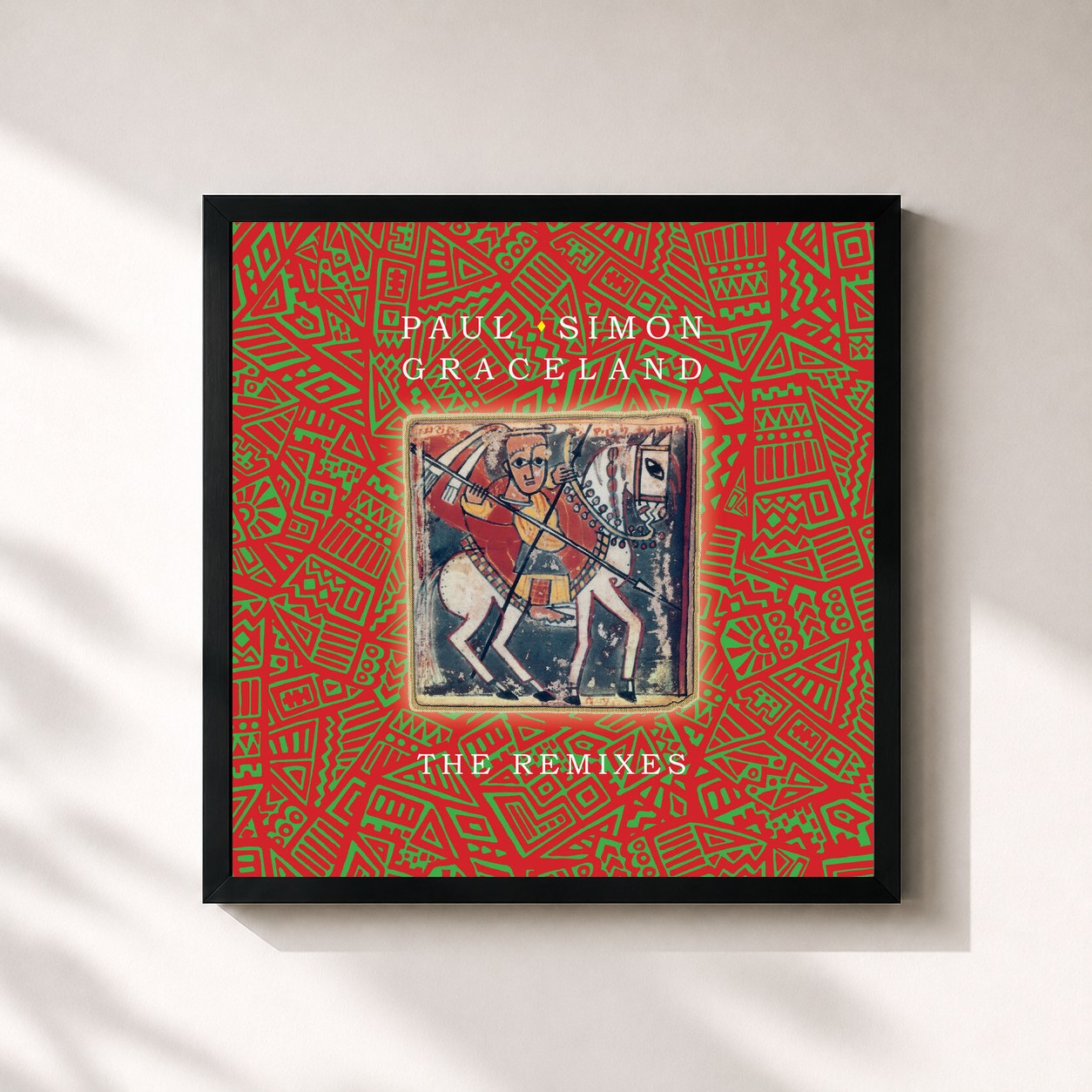 #noir Tableau carré de l'album Graceland - The Remixes de Paul Simon, cadre noir 32x32 cm