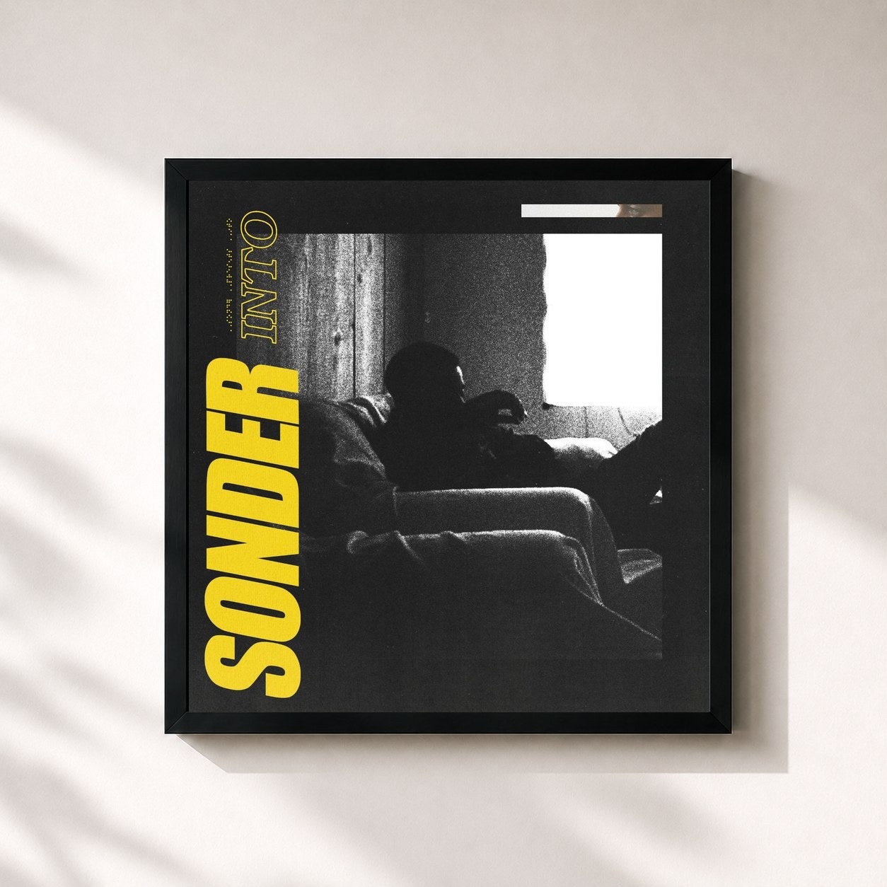 #noir Tableau carré de l'album Into de Sonder, cadre noir 32x32 cm
