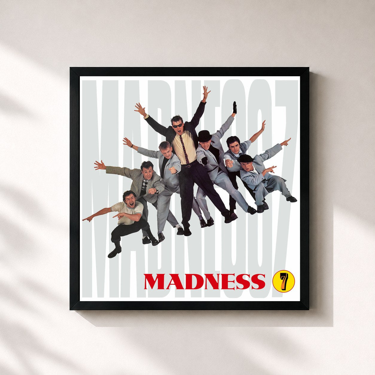 #noir Tableau carré de l'album 7 de Madness, cadre noir 32x32 cm