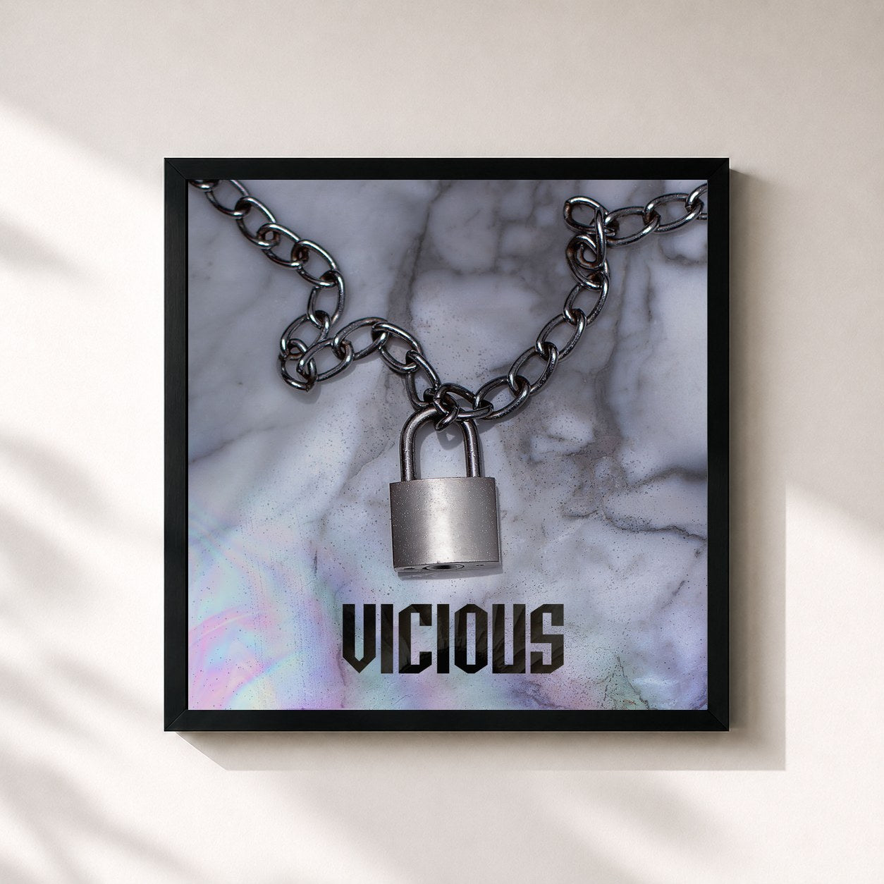 #noir Tableau carré de l'album Vicious EP de Skepta, cadre noir 32x32 cm