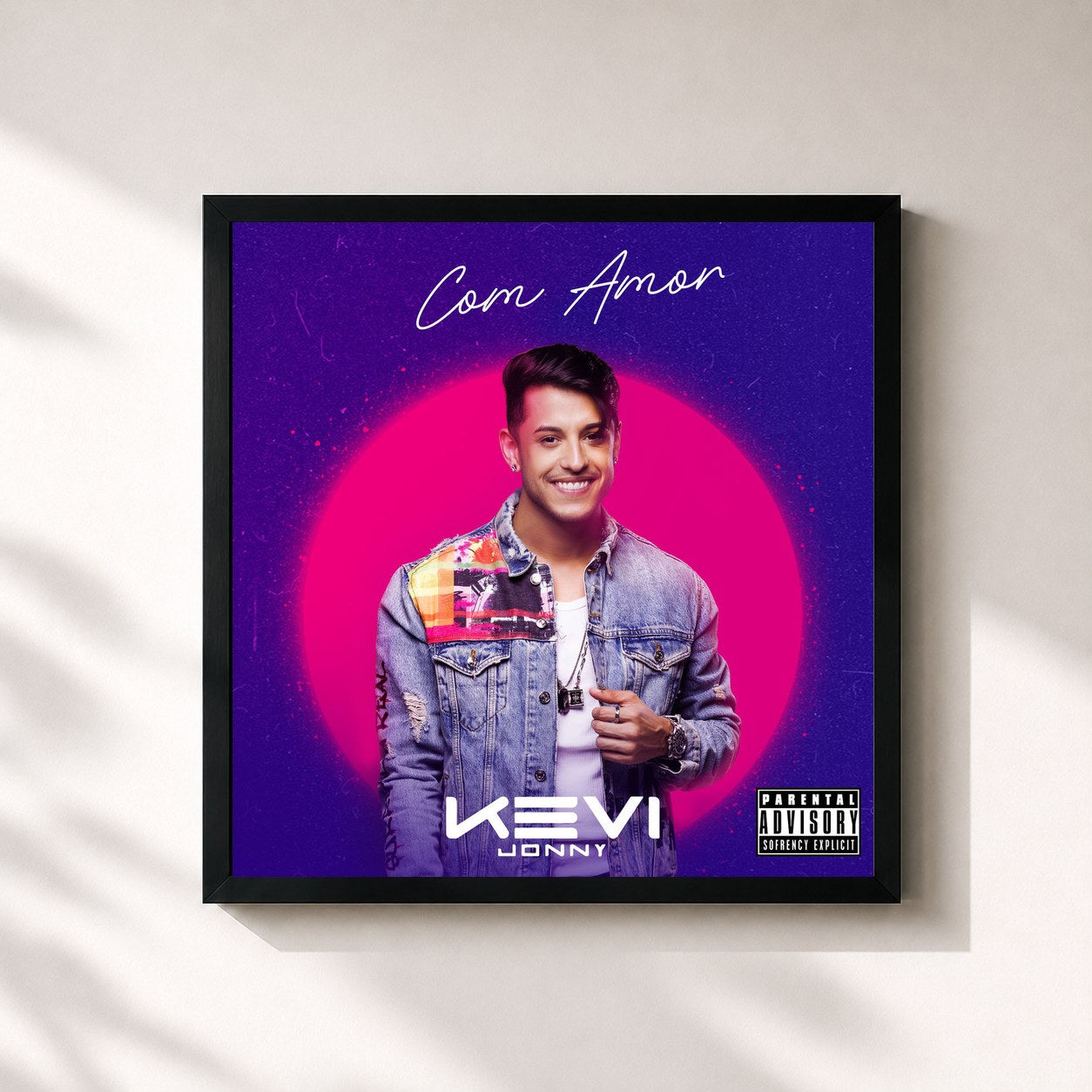 #noir Tableau carré de l'album Com amor, Kevi Jonny de Kevi Jonny, cadre noir 32x32 cm
