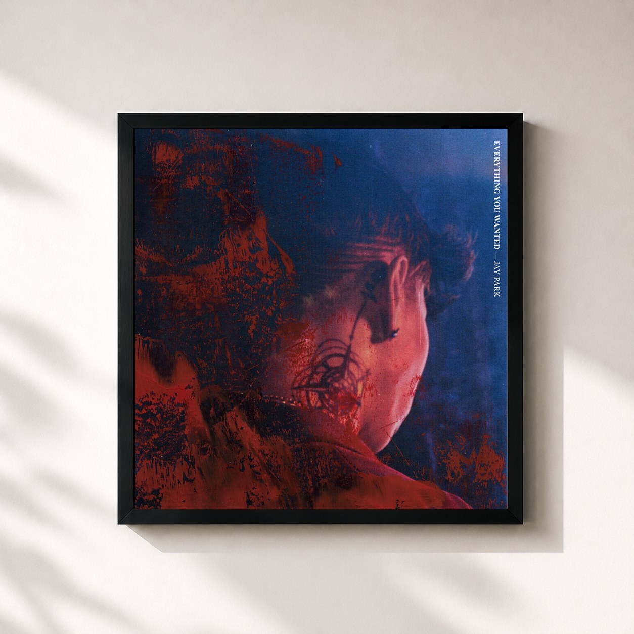 #noir Tableau carré de l'album EVERYTHING YOU WANTED de Jay Park, cadre noir 32x32 cm