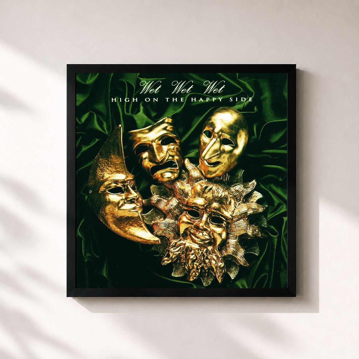 #noir Tableau carré de l'album High On The Happy Side de Wet Wet Wet, cadre noir 32x32 cm