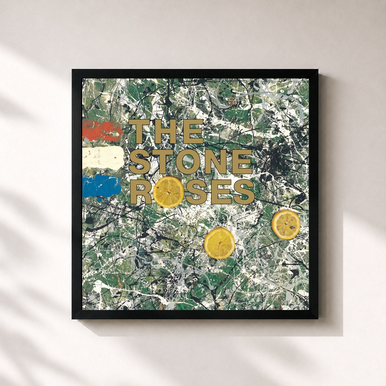 #noir Tableau carré de l'album The Stone Roses de The Stone Roses, cadre noir 32x32 cm