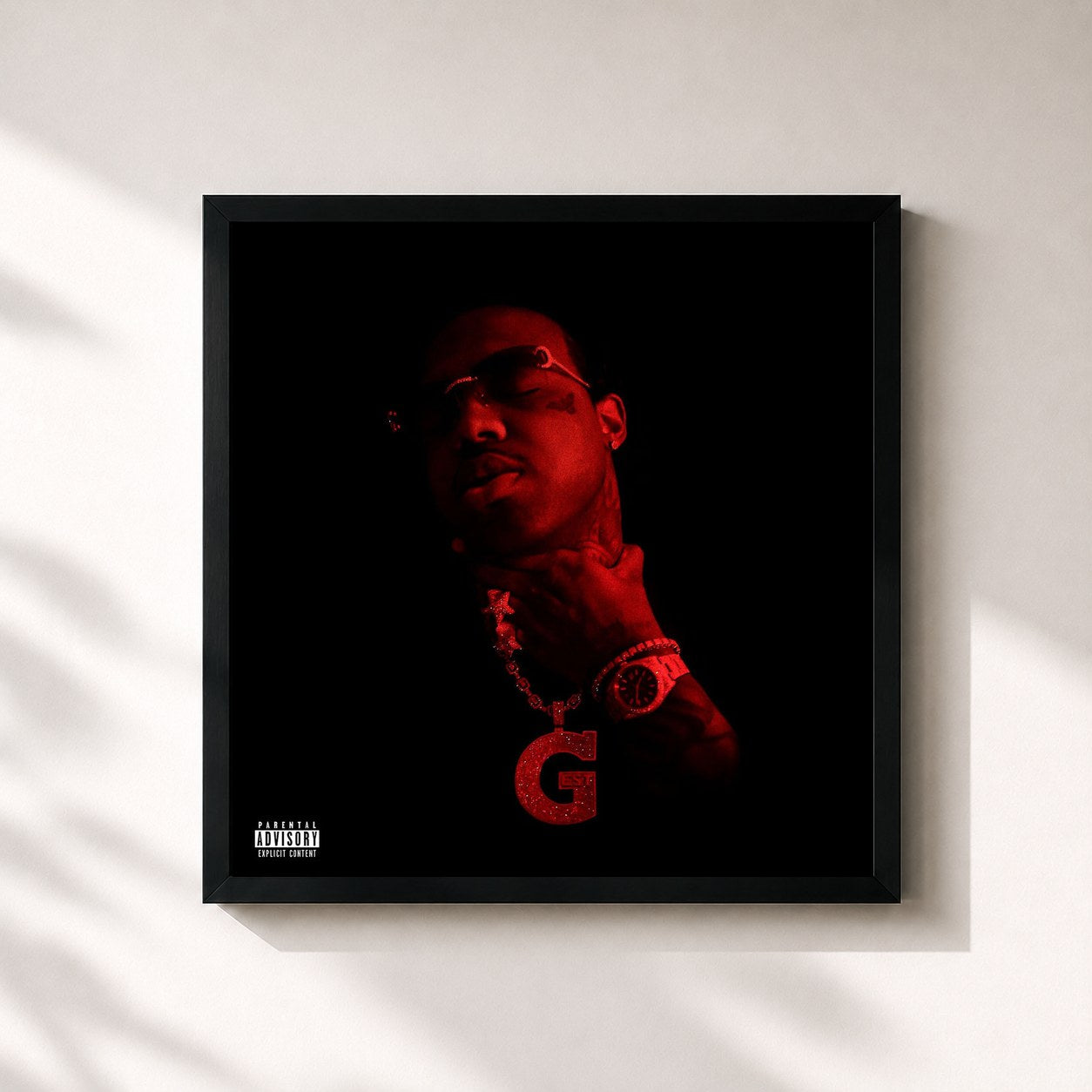 #noir Tableau carré de l'album I Still Dont Feel Nun de EST Gee, cadre noir 32x32 cm