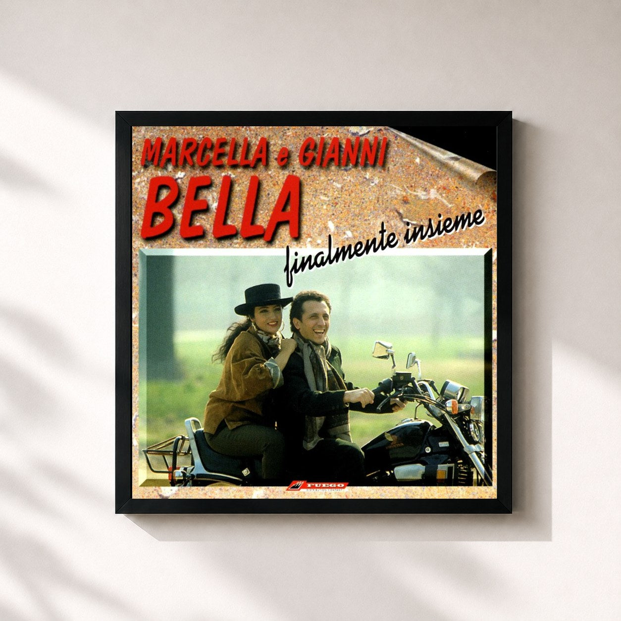 #noir Tableau carré de l'album Finalmente Insieme de Marcella Bella, cadre noir 32x32 cm