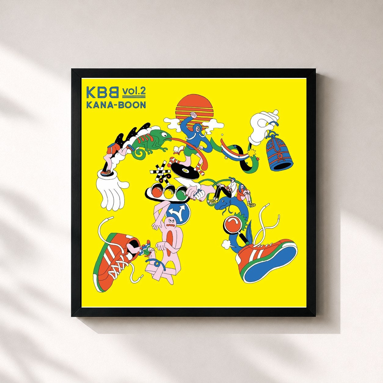 #noir Tableau carré de l'album KBB vol.2 de KANA-BOON, cadre noir 32x32 cm