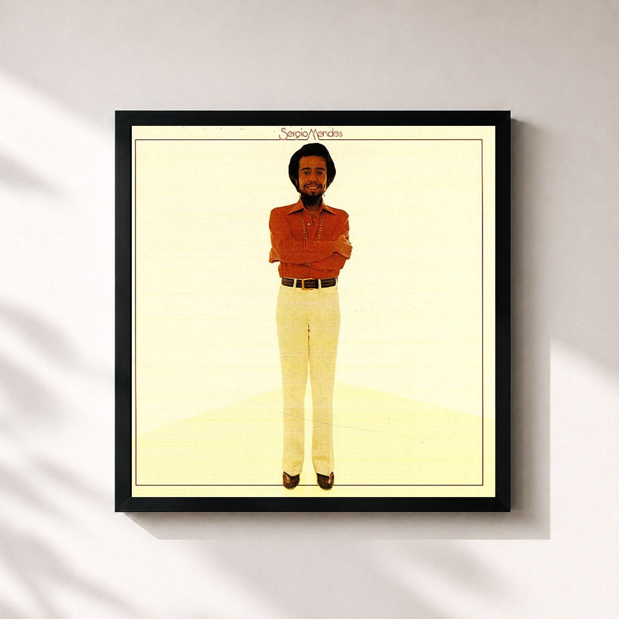 #noir Tableau carré de l'album Sérgio Mendes (AKA I Believe) de Sergio Mendes, cadre noir 32x32 cm