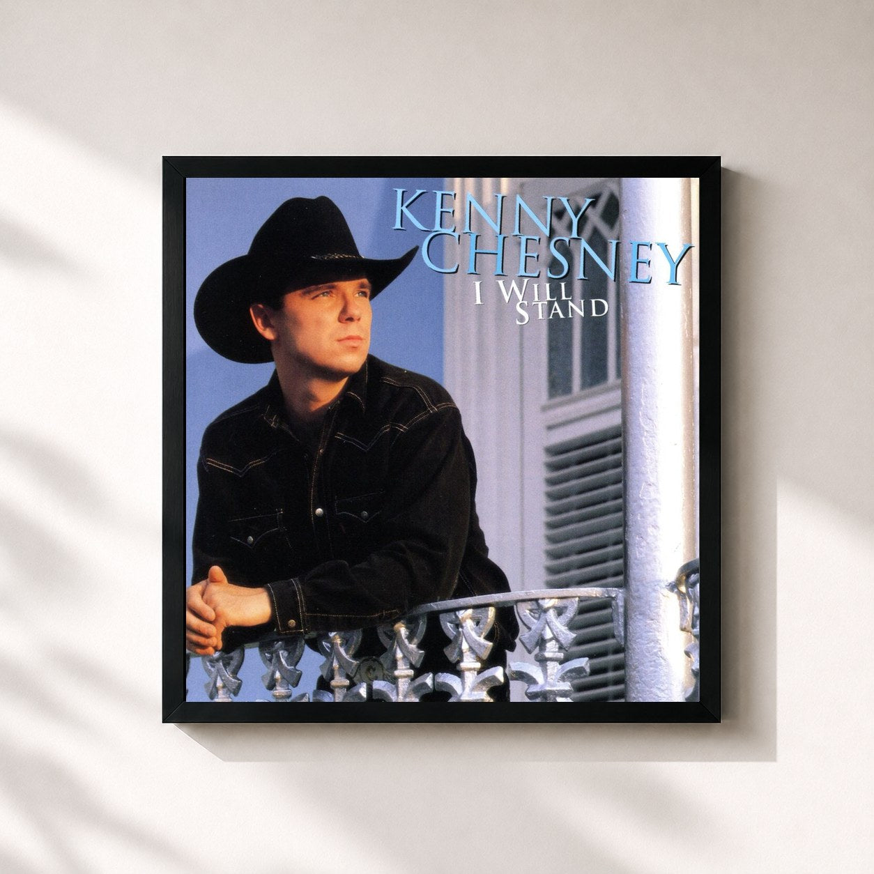 #noir Tableau carré de l'album I Will Stand de Kenny Chesney, cadre noir 32x32 cm