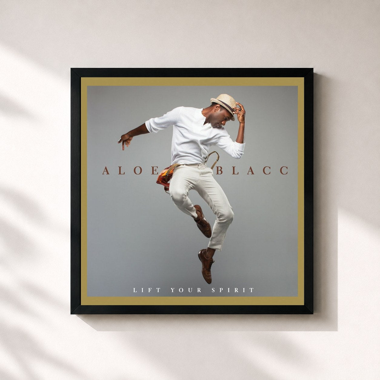 #noir Tableau carré de l'album Lift Your Spirit (Deluxe Edition) de Aloe Blacc, cadre noir 32x32 cm