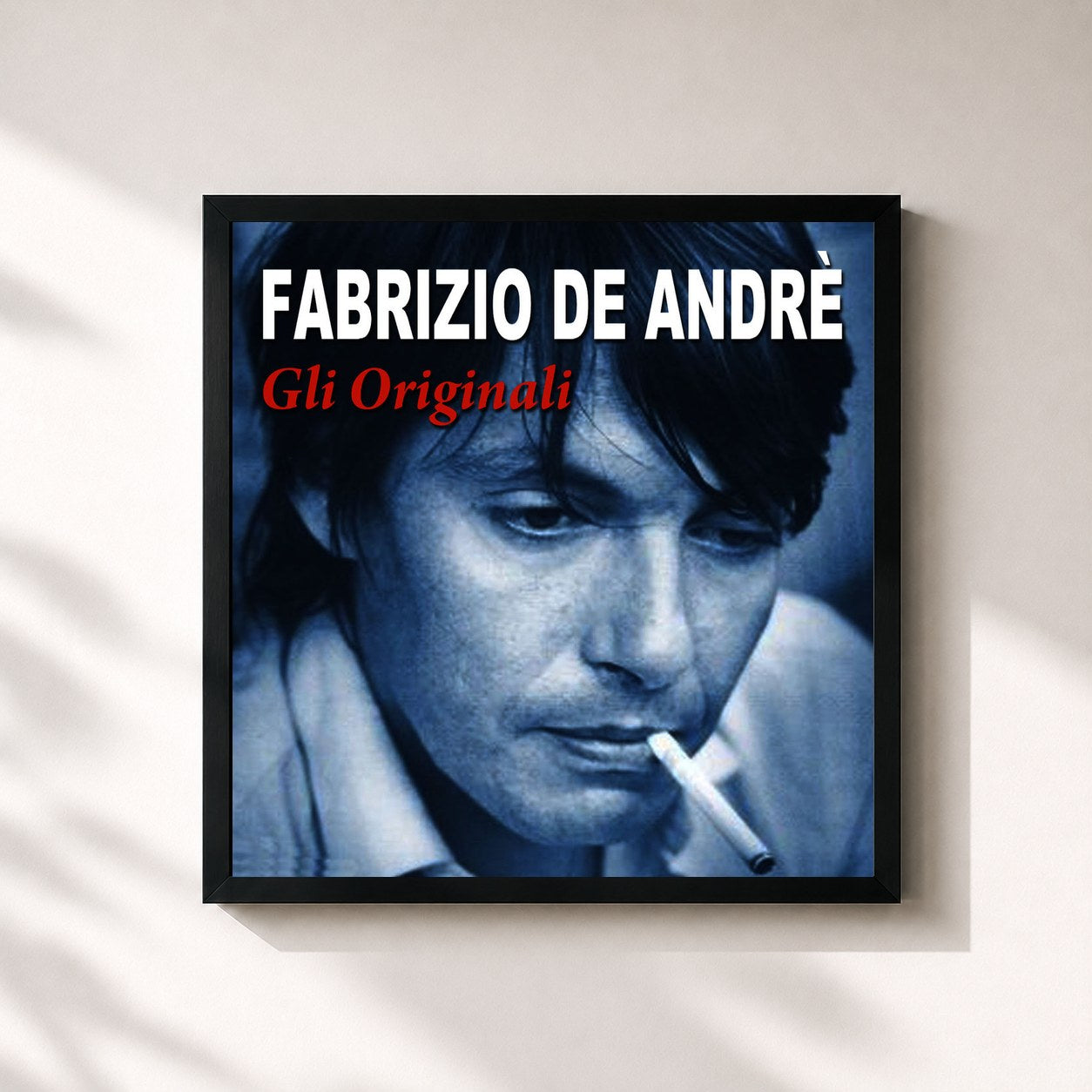 #noir Tableau carré de l'album Gli originali de Fabrizio De André, cadre noir 32x32 cm