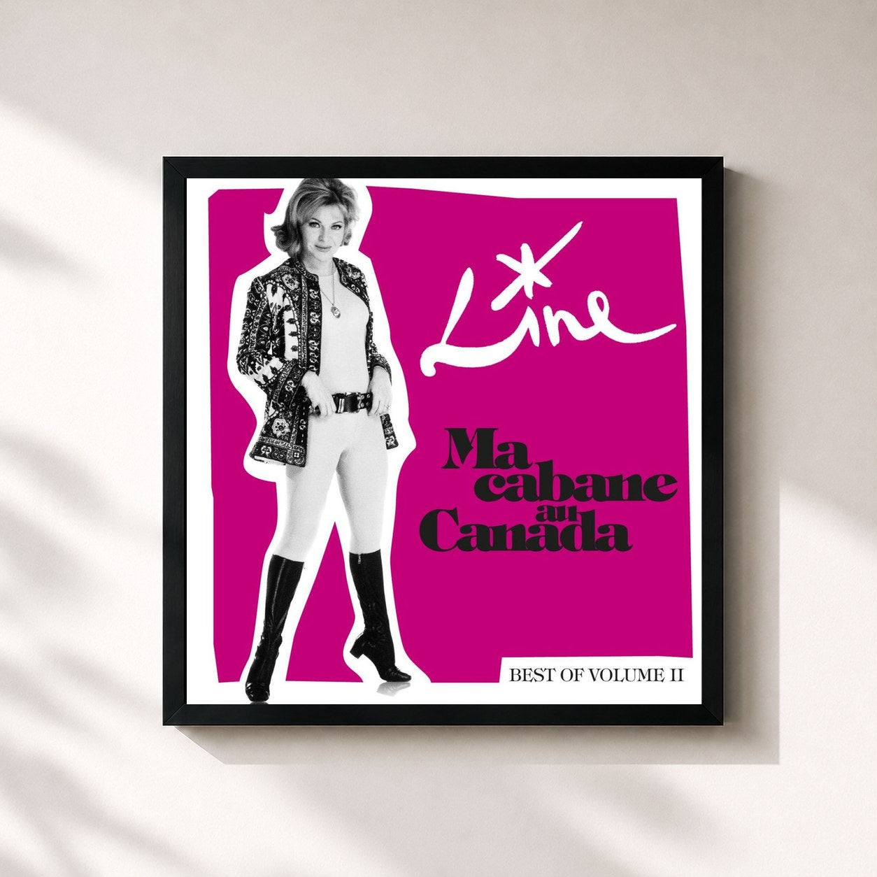 #noir Tableau carré de l'album Ma Cabane Au Canada de Line Renaud, cadre noir 32x32 cm