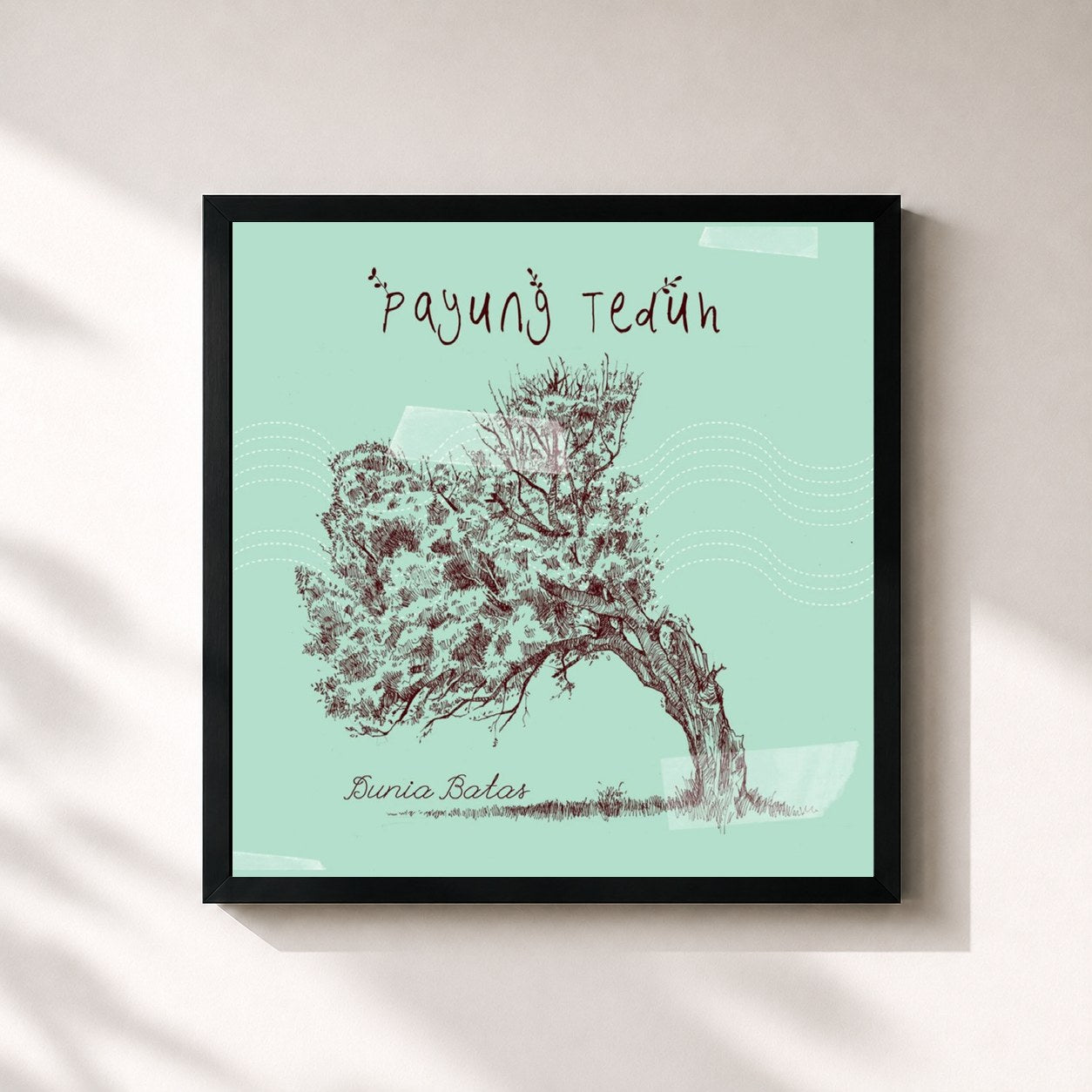 #noir Tableau carré de l'album Dunia Batas de Payung Teduh, cadre noir 32x32 cm
