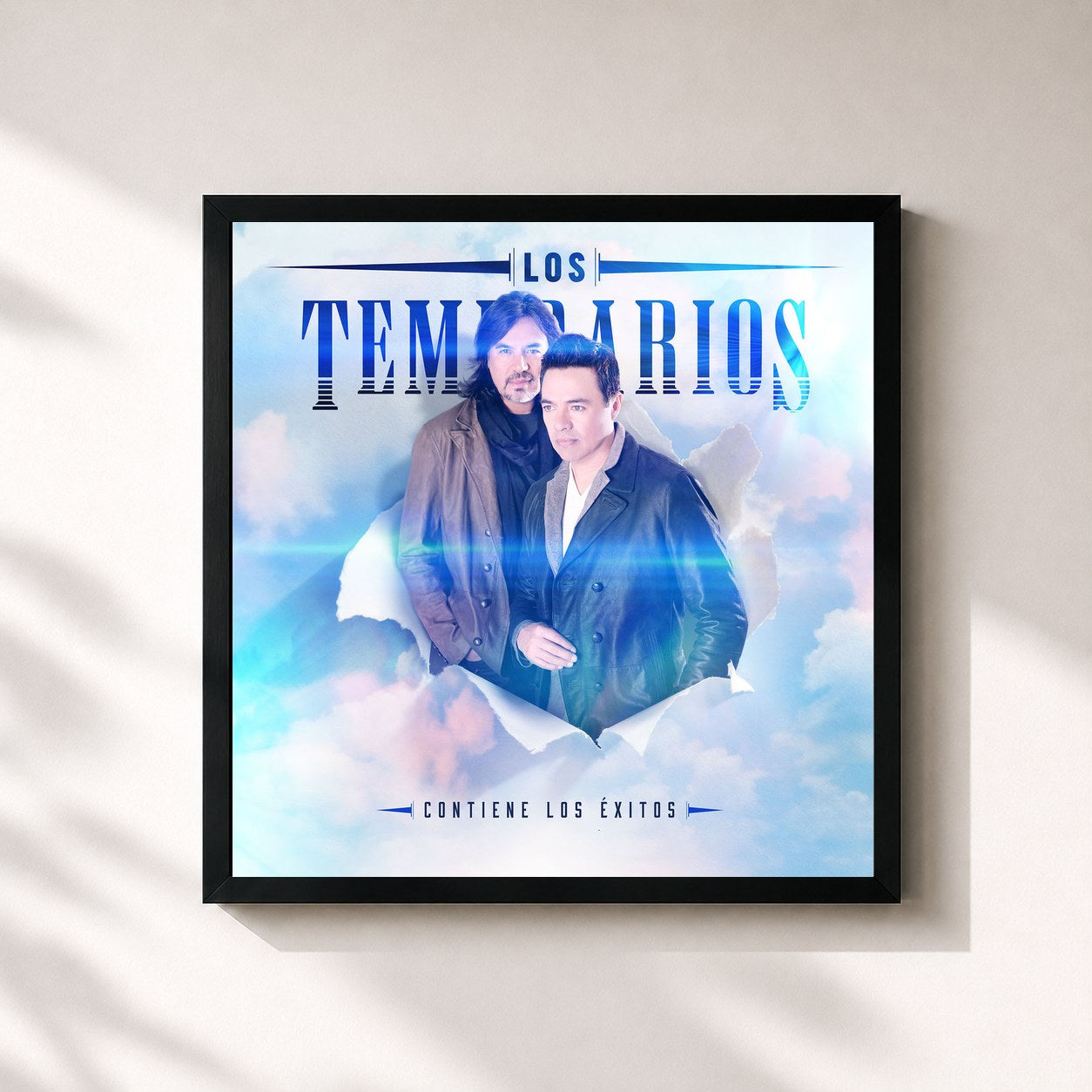 #noir Tableau carré de l'album Mi Vida Eres Tú de Los Temerarios, cadre noir 32x32 cm