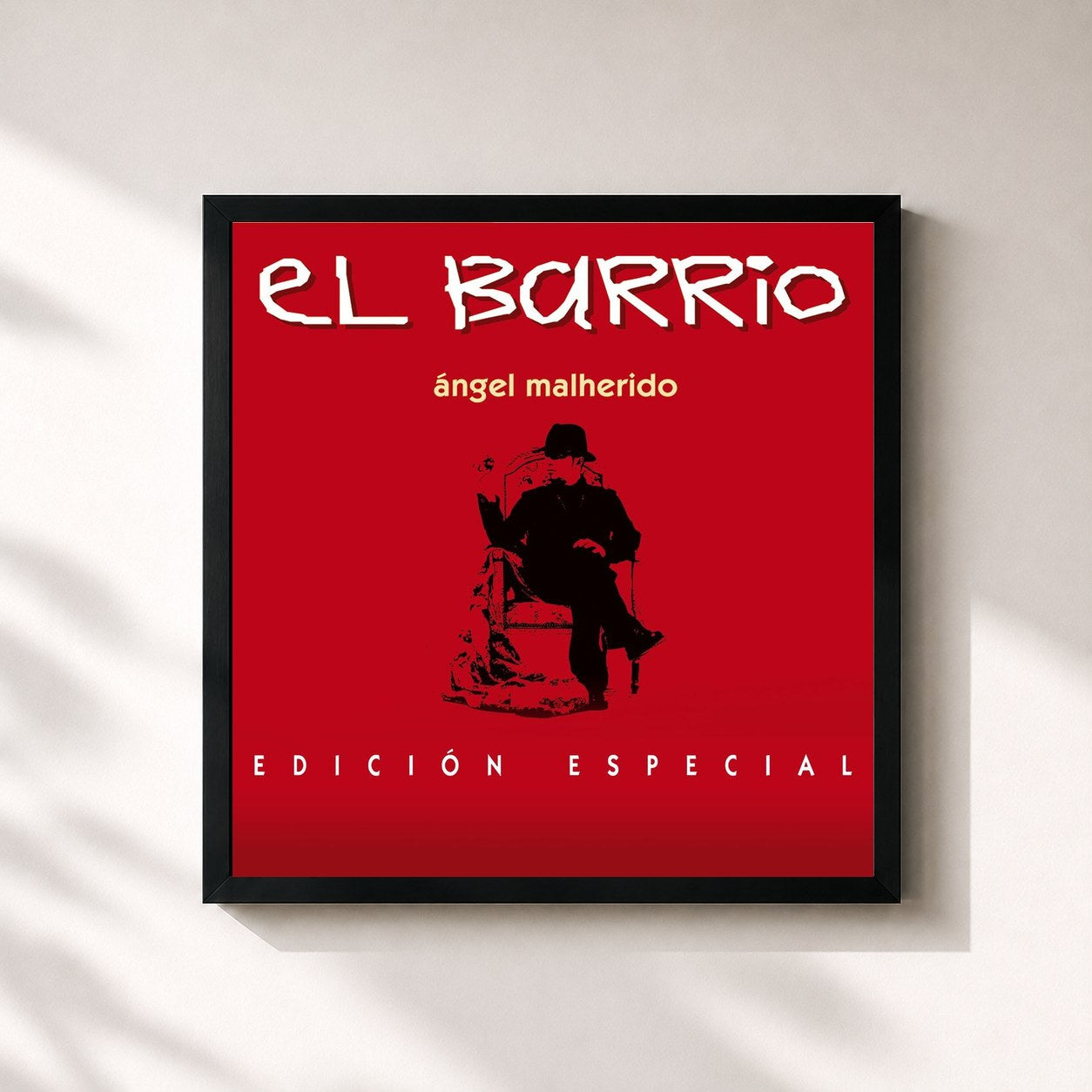 #noir Tableau carré de l'album Angel Malherido (Edición Especial) de El Barrio, cadre noir 32x32 cm