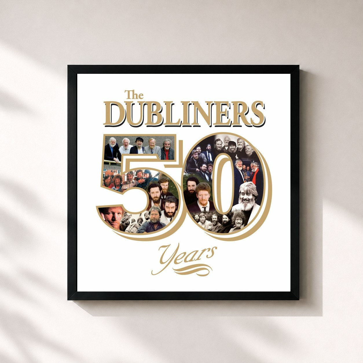 #noir Tableau carré de l'album 50 Years de The Dubliners, cadre noir 32x32 cm