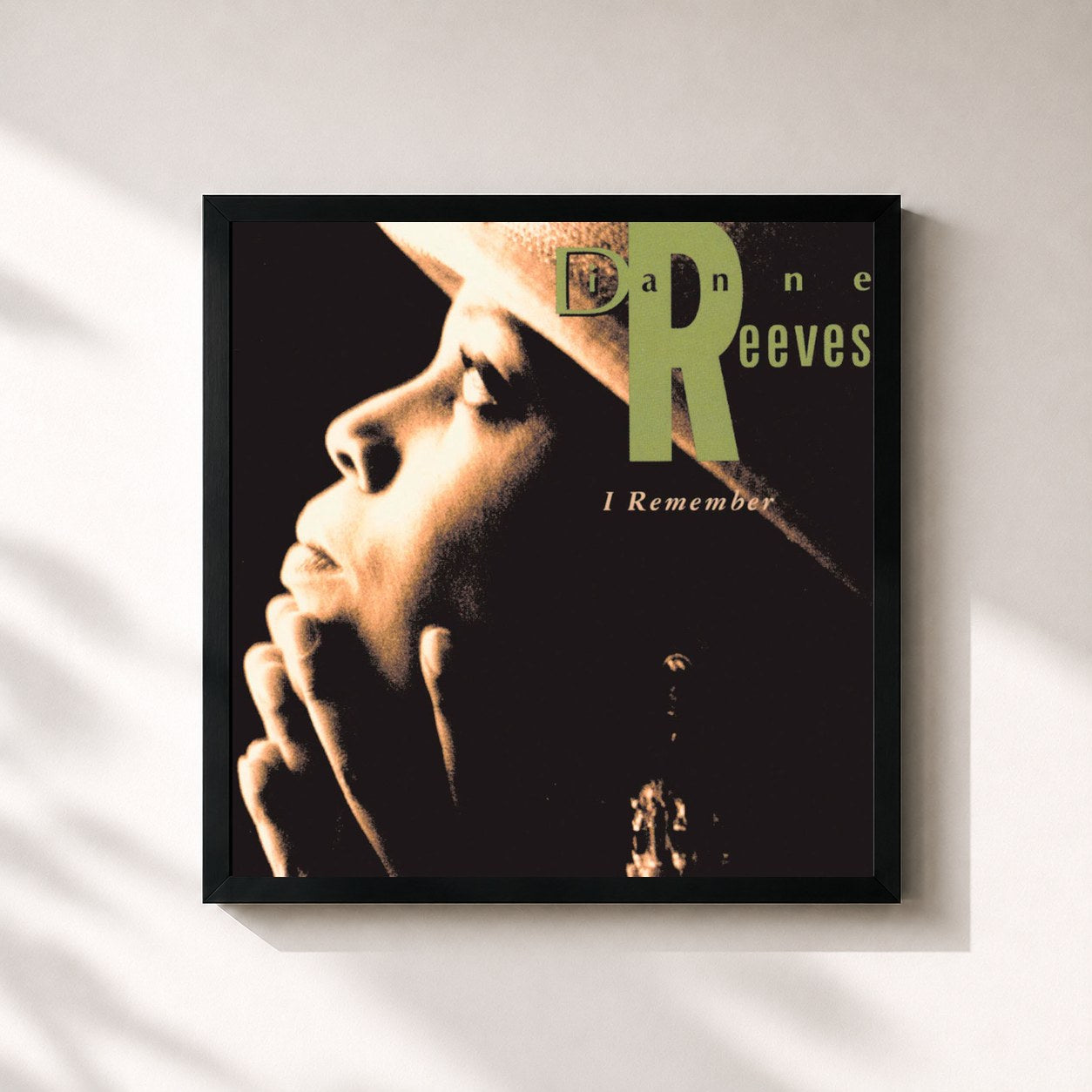 #noir Tableau carré de l'album I Remember de Dianne Reeves, cadre noir 32x32 cm