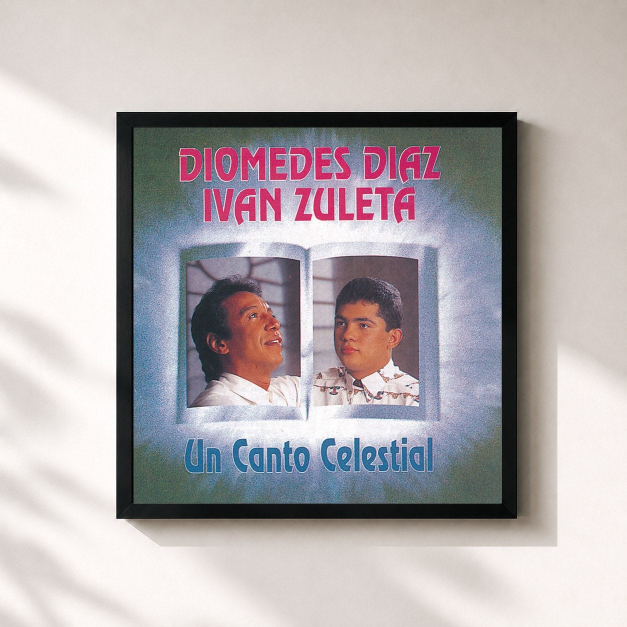 #noir Tableau carré de l'album Un Canto Celestial de Diomedes Diaz, cadre noir 32x32 cm
