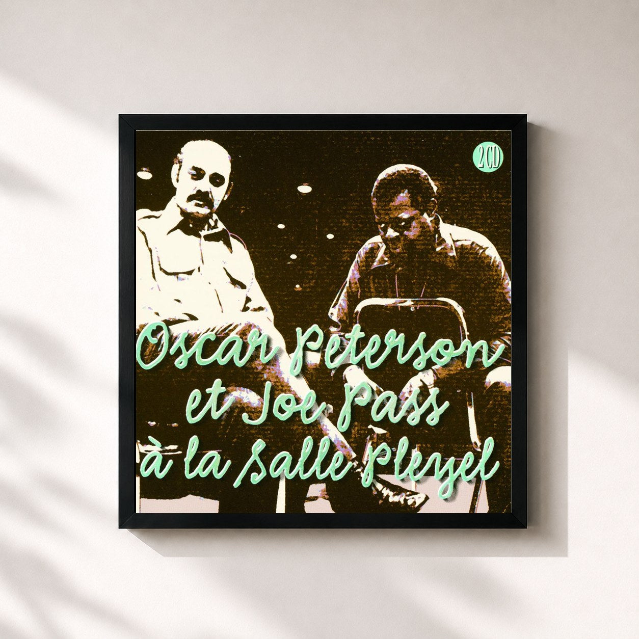 #noir Tableau carré de l'album A La Salle Pleyel de Oscar Peterson, cadre noir 32x32 cm