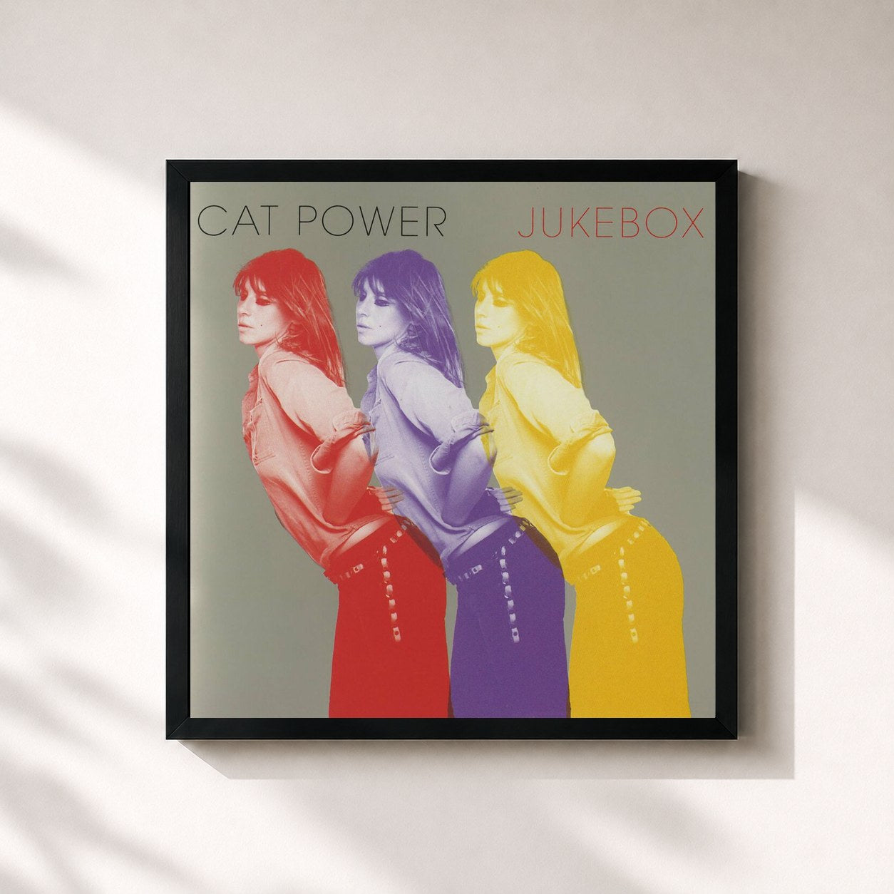 #noir Tableau carré de l'album Jukebox de Cat Power, cadre noir 32x32 cm