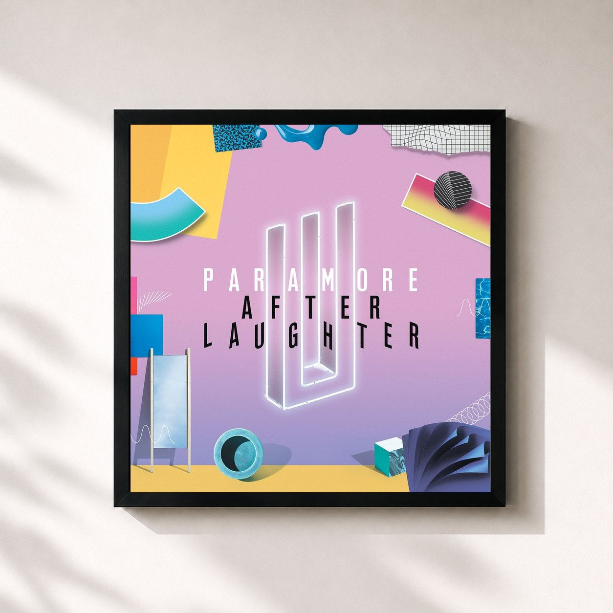 #noir Tableau carré de l'album After Laughter de Paramore, cadre noir 32x32 cm