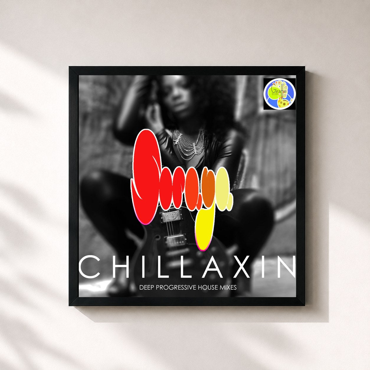 #noir Tableau carré de l'album Chillaxin de Soraya, cadre noir 32x32 cm