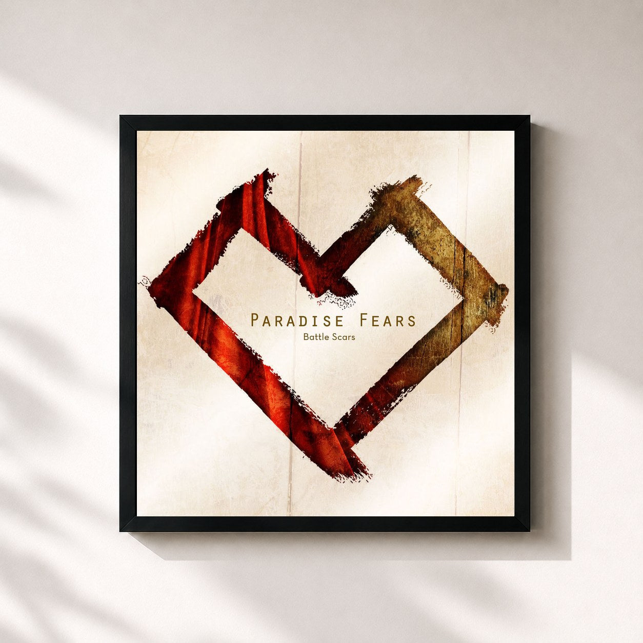 #noir Tableau carré de l'album Battle Scars de Paradise Fears, cadre noir 32x32 cm