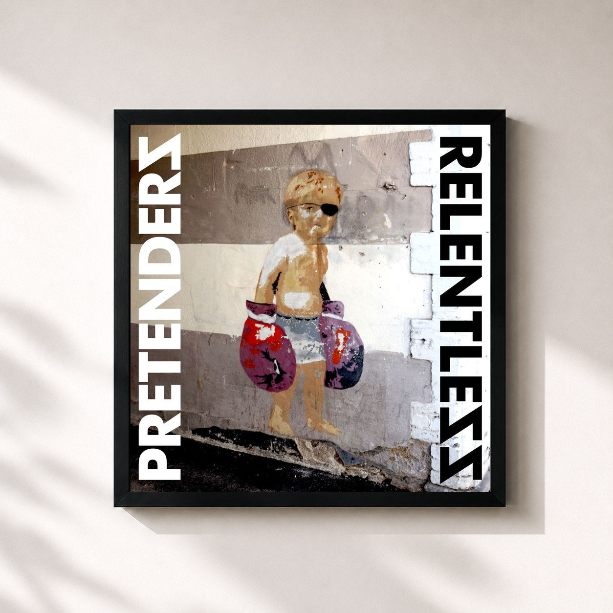 #noir Tableau carré de l'album Relentless de Pretenders, cadre noir 32x32 cm