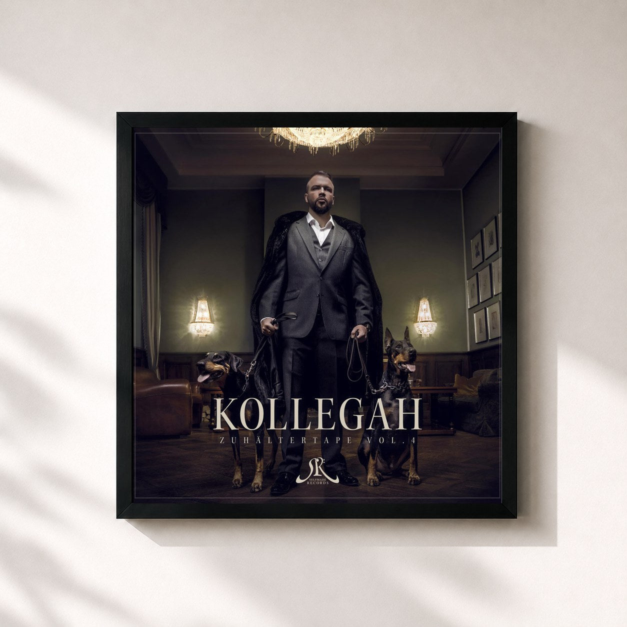 #noir Tableau carré de l'album Zuhältertape, Vol. 4 de Kollegah, cadre noir 32x32 cm