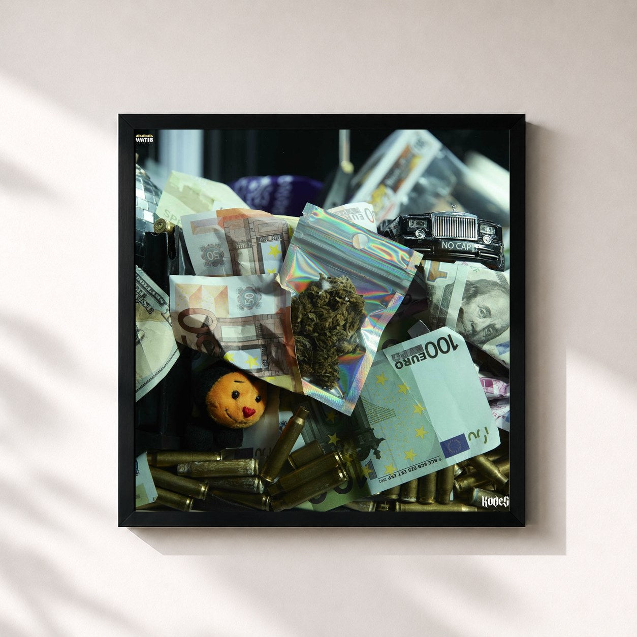 #noir Tableau carré de l'album NO CAP, Vol. 1 (Deluxe) de Kodes, cadre noir 32x32 cm