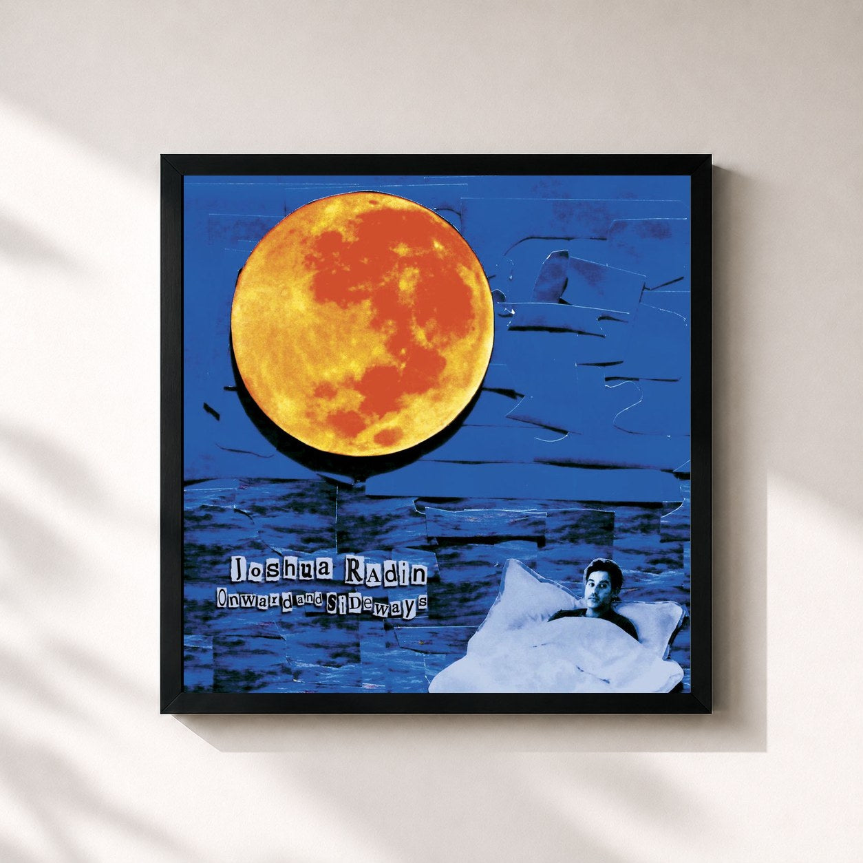 #noir Tableau carré de l'album Onward and Sideways de Joshua Radin, cadre noir 32x32 cm