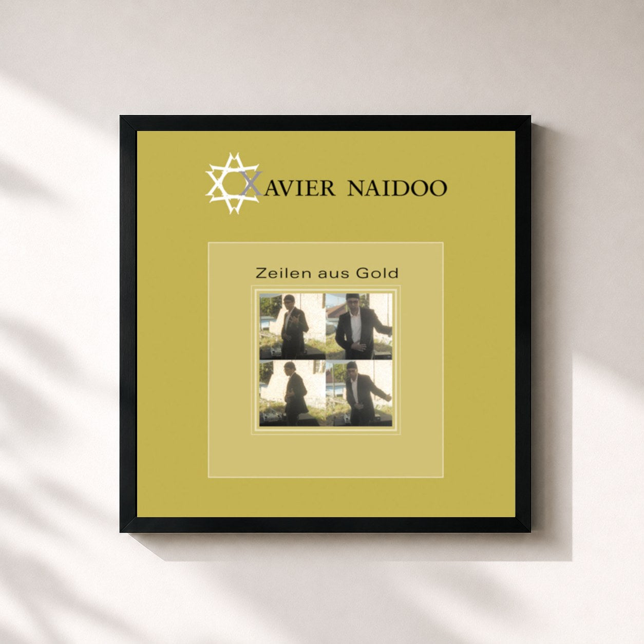 #noir Tableau carré de l'album Zeilen aus Gold (Remixes) de Xavier Naidoo, cadre noir 32x32 cm